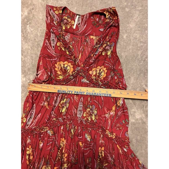 FREE PEOPLE S Printed Tunic Top Dress Boho Floral Hummingbird Tiered Lightweight - Picture 5 of 8